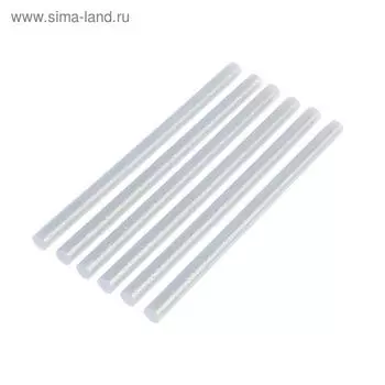 Клеевые стержни ТУНДРА, 11200 мм, серебристые с блестками, 6 шт.