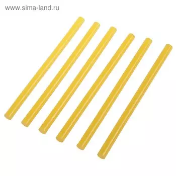 Клеевые стержни ТУНДРА, 11200 мм, желтые (по бумаге и дереву), 6 шт.