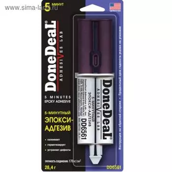 Клей эпоксидный DONE DEAL, шприц, 5-минутный, прозрачный, 28,4 г