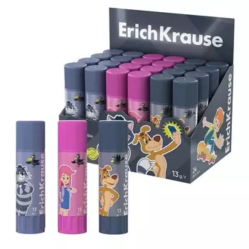 Клей-карандаш 13 г ErichKrause EasyStick «Простоквашино» PVP, экономичный расход, микс