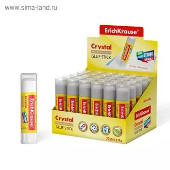 Клeй-карандаш ErichKrause Crystal PVP, 8 г, прозрачный