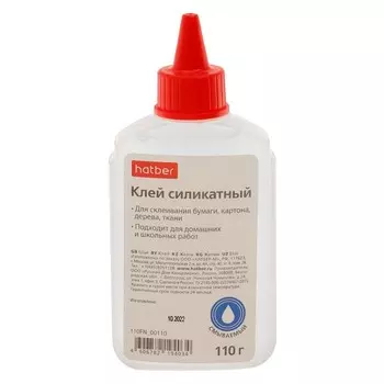 Клей силикатный 110 г, Hatber, с дозатором