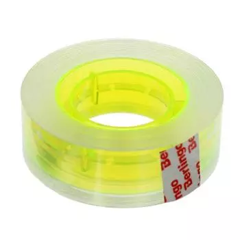 Клейкая лента 19мм*33м, Berlingo, кристально-прозрачная с неоновой втулкой 286530