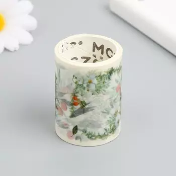 Клейкая лента бумага «Бело-оранжевые цветы», ш. 5.4 см, намотка 3 м, 5.43.83.8 см