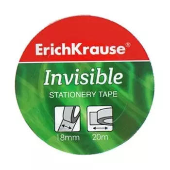 Клейкая лента канцелярская, 18 мм х 20 метра, ErichKrause Invisible, матовая, незаметная, цена за 1шт.
