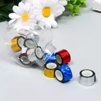 Клейкая лента пластик в банке «Голография», набор 10 шт., 1.2 см1 м, 6.35.33.4 см, МИКС