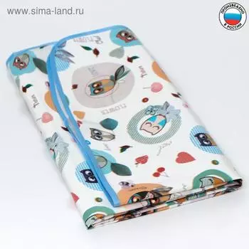 Клеёнка 50*70 см., на резинке, арт. 0063, с окантовкой, рисунок «Совы», цвет МИКС