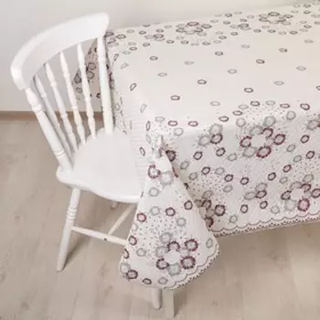 Клеёнка на стол «Цветы на белом», ширина 137 см, рулон 20 метров, толщина 0.3 мм