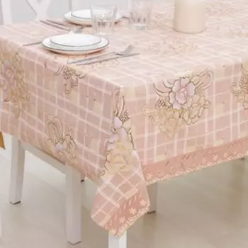 Клеёнка ажурная Lace «Богатство цветов», ширина 137 см, рулон 20 метров, цвет золотой