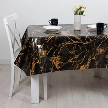 Клеёнка «Мрамор чёрный с золотом» Joy Home, 140 см, 20 м