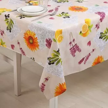 Клеёнка на стол на нетканой основе Доляна, ширина 137 см, рулон 20 м, общая толщина 0,2 мм, цвет бежевый