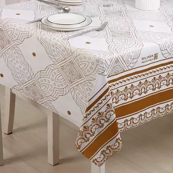 Клеёнка на стол Доляна «Авангард», на нетканой основе, ширина 137 см, рулон 20 м, белая