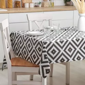 Клеёнка на стол на нетканой основе Доляна «Геометрия», ширина 140 см, рулон 20 м, белая