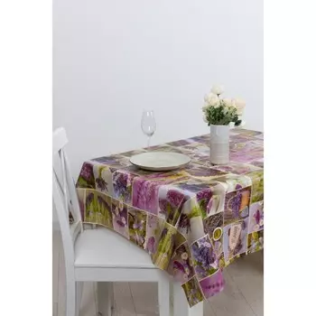 Клеёнка «Полли» 140 см, рисунок Сиреневый луг, рулон 20 п.м.
