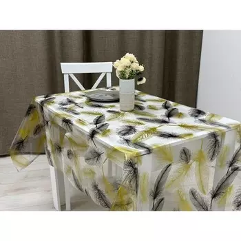 Клеёнка прозрачная «Перья (Золото)» Joy Home, 40х1,4 м, толщина 0,15 мм