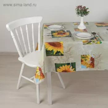 Клеёнка столовая на нетканой основе «Подсолнухи», ширина 137 см, рулон 30 м