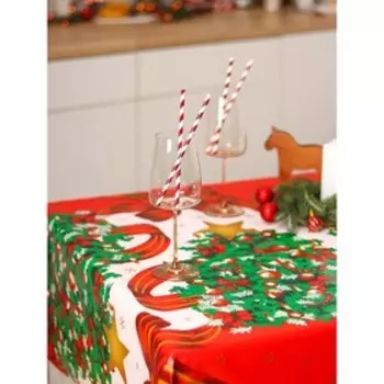 Клеёнка столовая на тканевой основе Доляна «Новогодняя», рулон 20 метров, ширина 137 см