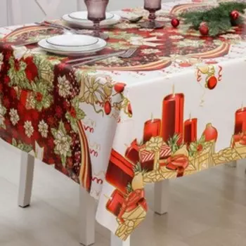 Клеёнка столовая на тканевой основе Доляна «Новогодняя сказка», рулон 20 метров, ширина 137 см