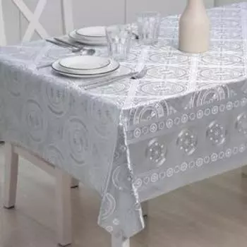 Клеёнка столовая на тканевой основе «Механика», рулон 20 метров, ширина 137 см, цвет серебряный