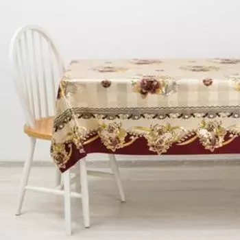 Клеёнка столовая на тканевой основе «Подарок», ширина 137 см, рулон 20 м, цвет золотой