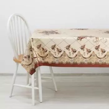 Клеёнка столовая на тканевой основе «Розали», ширина 137 см, рулон 20 м, цвет золотой