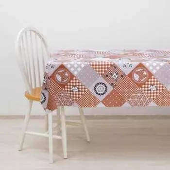 Клеёнка столовая на тканевой основе «Весна», ширина 137 см, рулон 20 м, цвет коричневый