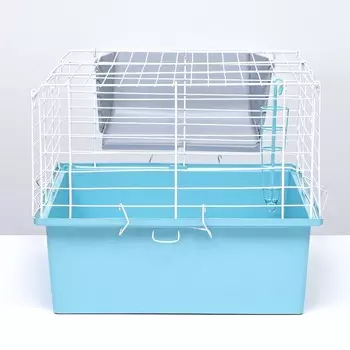 Клетка для грызунов «Пижон» №1 складная, 584034 см (+миска, 2 кормушки), бирюзовая