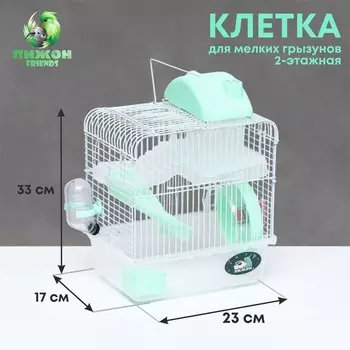 Клетка для грызунов «Пижон», 231733 см, прозрачная, зелёное наполнение