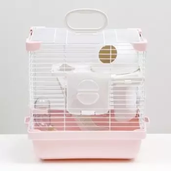 Клетка для грызунов укомплектованная, 27 х 19 х 28 см, розовая