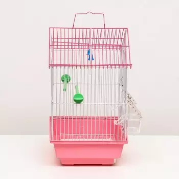 Клетка для птиц укомплектованная Bd-1/1d, 30 х 23 х 39 см, розовая