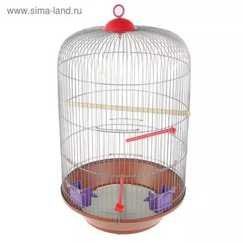 Клетка для птиц круглая, трехярусная сварная, большой поддон, 4077 см, микс цветов