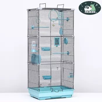 Клетка для птиц «Пижон», разборная, 423094 см (укомплект.) бирюзовая