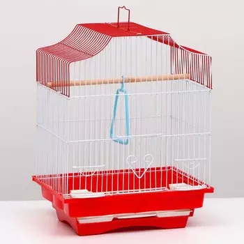 Клетка для птиц укомплектованная Bd-1/4f, 30 х 23 х 39 см, красная (фасовка 12 шт)