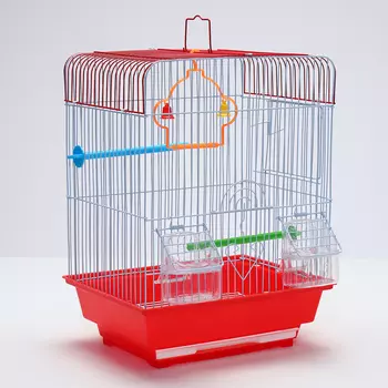 Клетка для птиц укомплектованная Bd-1/2q, 30 х 23 х 39 см, красная (фасовка 12 шт)