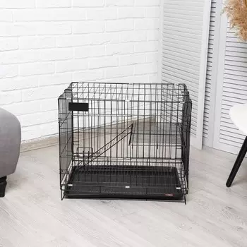 Клетка для собак и кошек, двухъярусная 61 х 42 х 50 см, чёрная