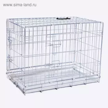 Клетка транспортировочная (выставочная), цинк, 2-х дверная, 90,5 х 54,5 х 62,5 см