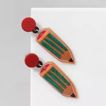 Серьги акриловые «Карандаши», цветные в серебре