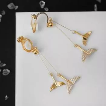 Клипсы «Чувства» китовый хвост, цвет белый в золоте