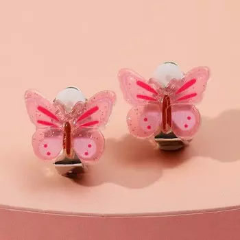 Серьги-клипсы детские «Выбражулька» бабочка глянец, цвет розовый