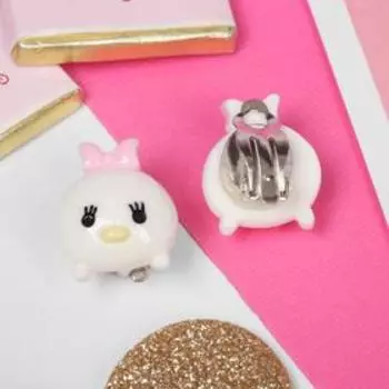 Клипсы детские "Выбражулька" цыплёночек, цвет бело-розовый