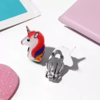 Серьги клипсы детские Выбражулька «Единороги», цветные