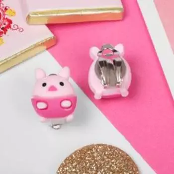 Клипсы детские "Выбражулька" хрюшки, цвет розовый