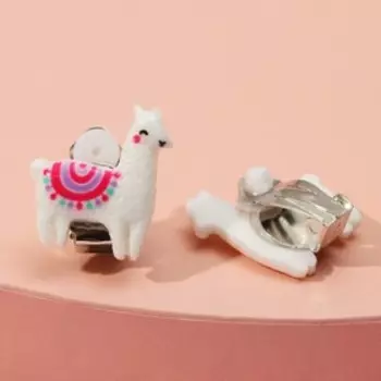 Клипсы детские "Выбражулька" ламы, цвет бело-розовый