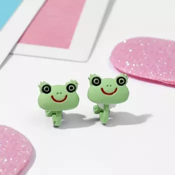 Серьги-клипсы детские «Выбражулька» лягушки, зелёные