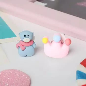 Серьги-клипсы детские «Выбражулька» мишка и корона, цветные