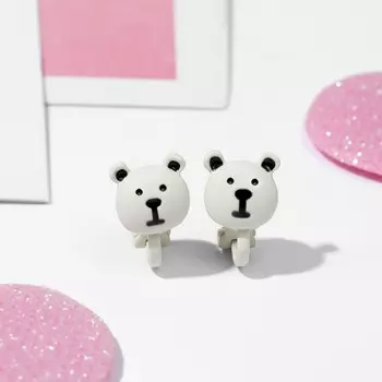 Серьги-клипсы детские «Выбражулька» мишки, чёрно-белые