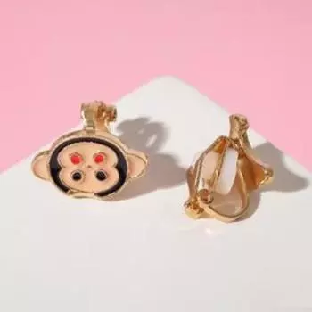 Клипсы "Выбражулька" обезьянка с бананами, цветные в золоте