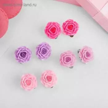 Клипсы детские "Выбражулька" розы, цвет МИКС