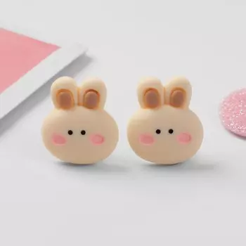 Серьги-клипсы детские «Выбражулька» зайчик пухлячок, коричневые