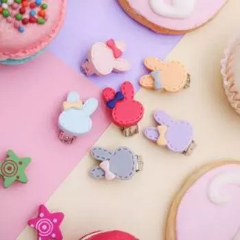 Клипсы детские "Выбражулька" зайчик с бантиком, цвет МИКС